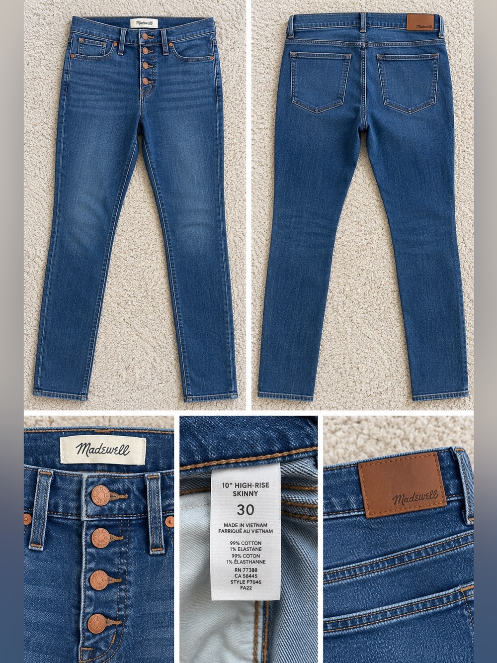 Madewell Dark Blue High-Rise Skinny Jeans